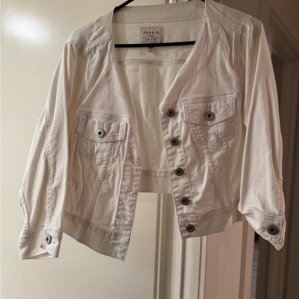 Torrid Off-White Jean Jacket with Button Accents